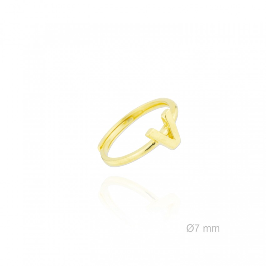 Anillo de Plata de Ley | Letra V