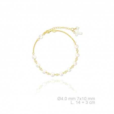 Pulsera de Plata de Ley en dorado y perla cultivada