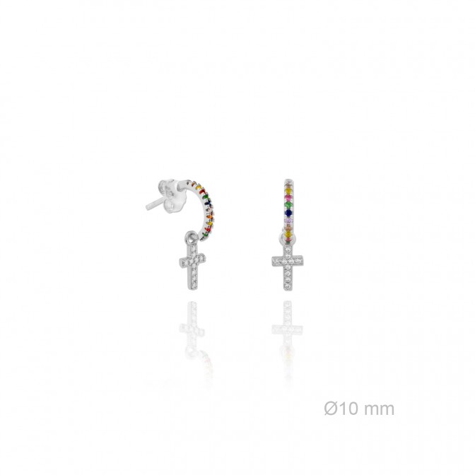 Pendientes de Plata de Ley y circonita