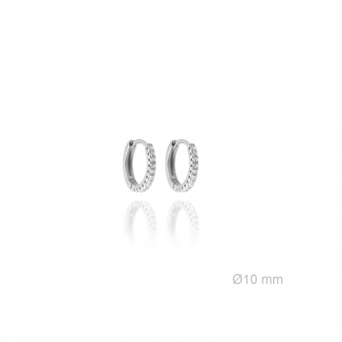 Aros de Plata de Ley y circonita | Ø10mm