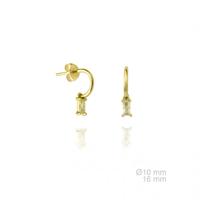 Pendientes de Plata de Ley con circonita en dorado