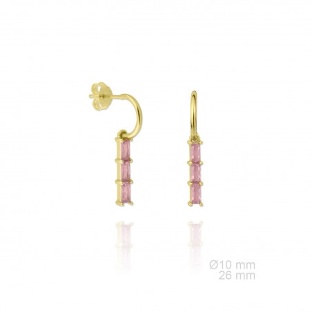 Pendientes de Plata de Ley con circonita en dorado