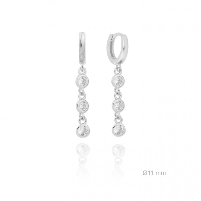 Pendientes de Plata de Ley y circonita