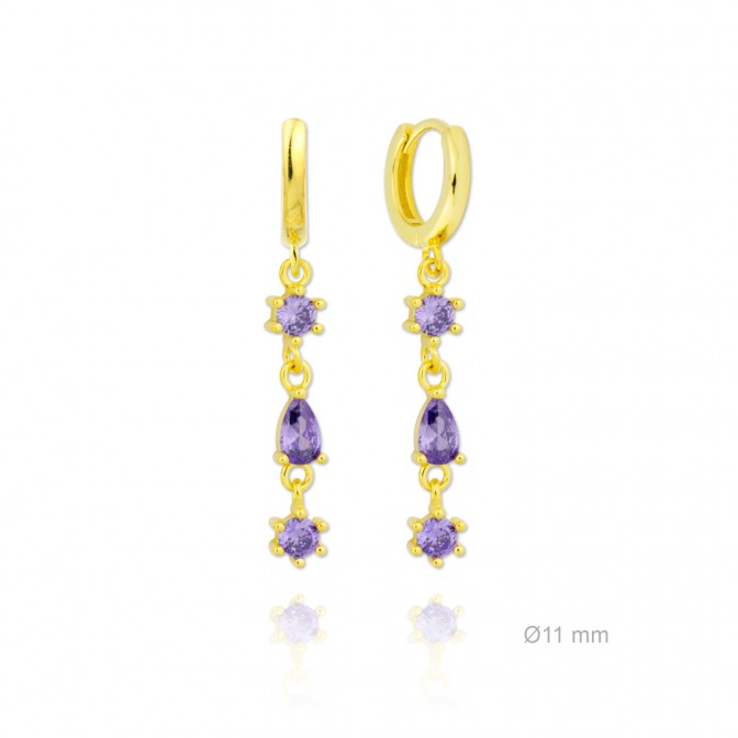 Pendientes de Plata de Ley y circonita