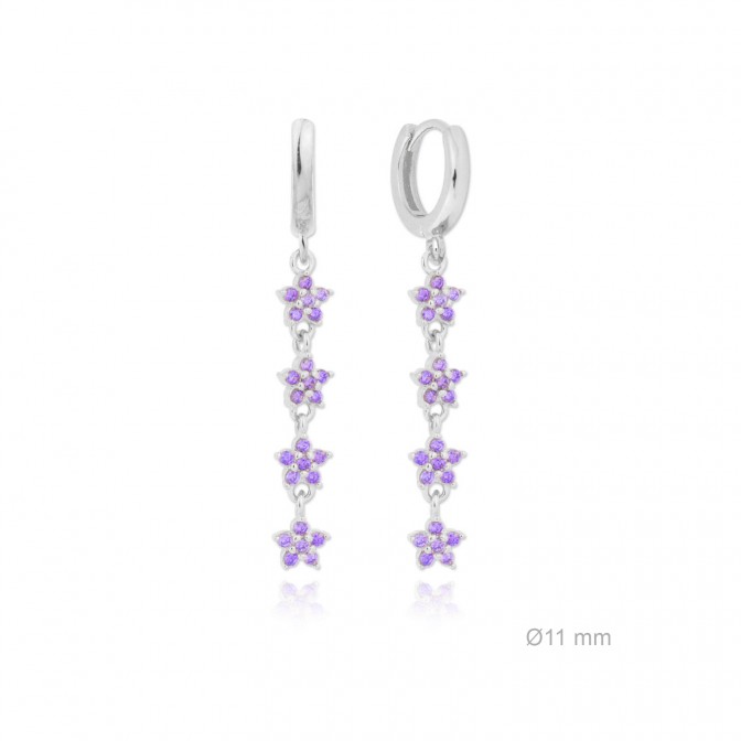 Pendientes de Plata de Ley y circonita