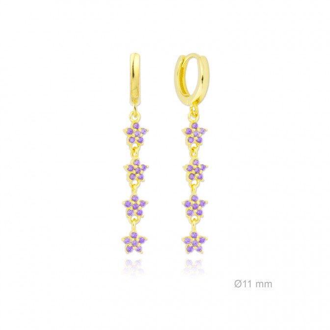 Pendientes de Plata de Ley y circonita