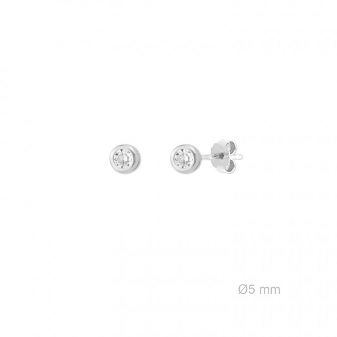 Pendientes de Plata de Ley y circonita de 5mm