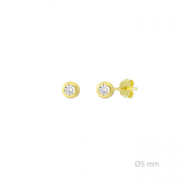 Pendientes de Plata de Ley y circonita de 5mm