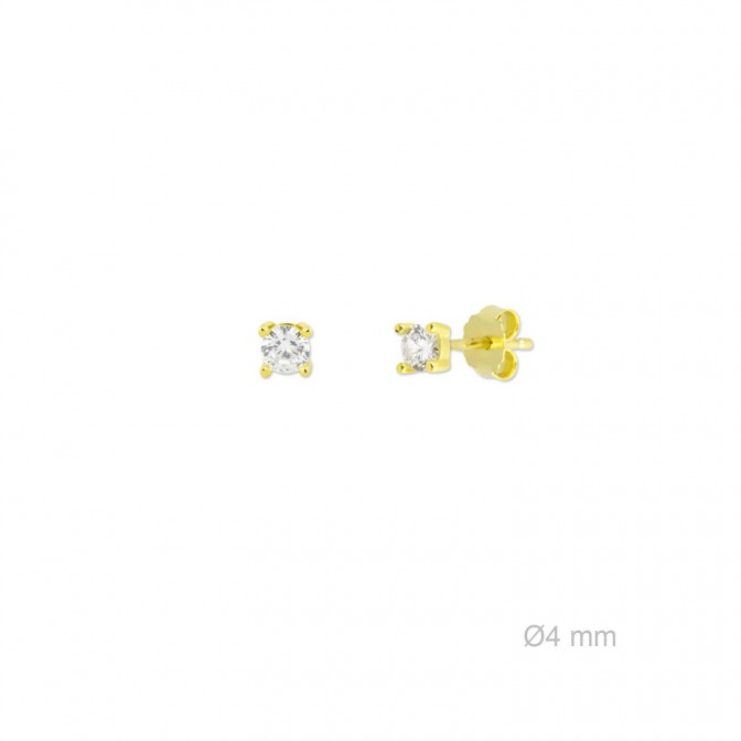 Pendientes de Plata de Ley y circonita de 4mm