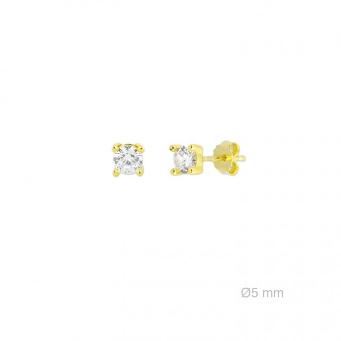 Pendientes de Plata de Ley y circonita de 5mm