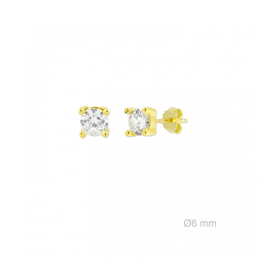 Pendientes de Plata de Ley y circonita de 6mm