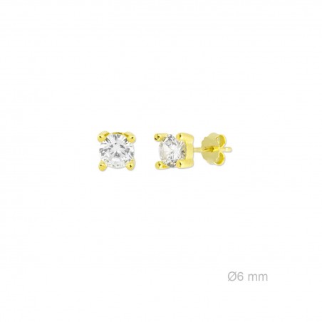 Pendientes de Plata de Ley y circonita de 6mm