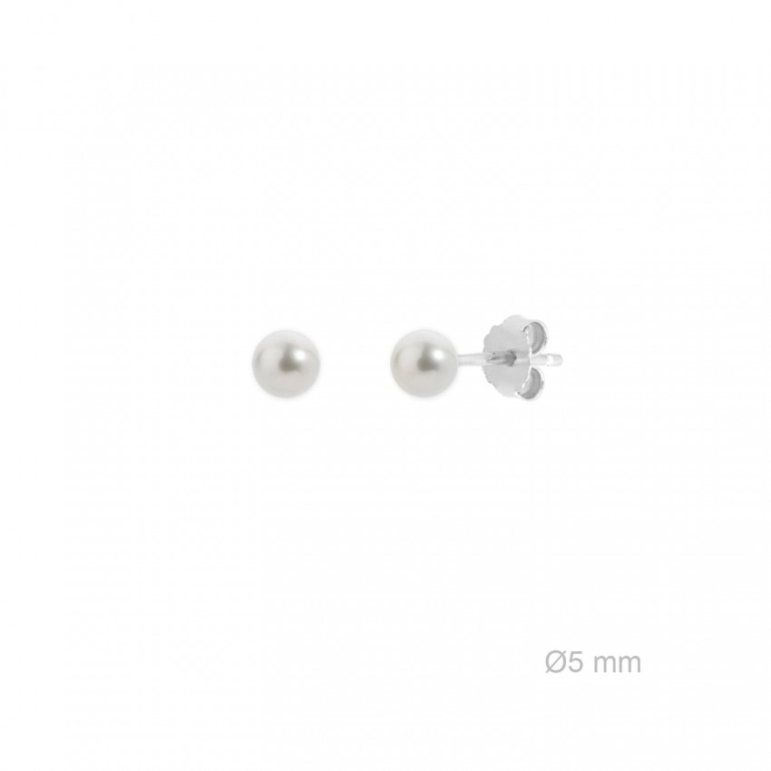 Pendientes de Plata de Ley y perla de concha de nácar de 5mm