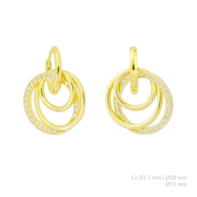 Pendientes de Plata de Ley y circonitas