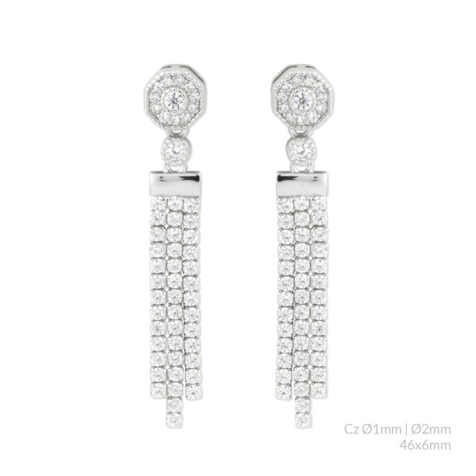 Pendientes de Plata de Ley con circonitas