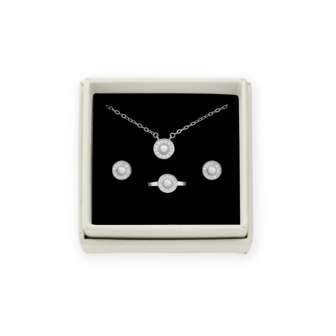 Juego de Plata de Ley - Pendientes, gargantilla y anillo