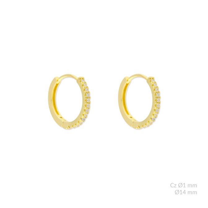 Aros de Plata de Ley y circonita | Ø14mm