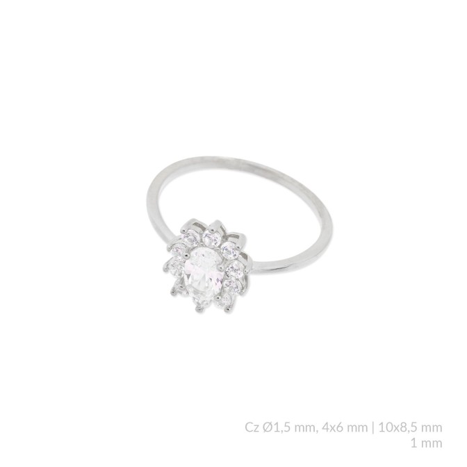 Anillo de Plata de Ley con circonitas