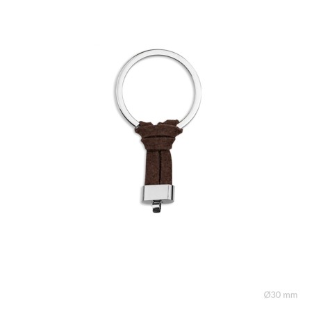 Anilla de acero y entrepieza de ante marrón anudada | Ø30 mm