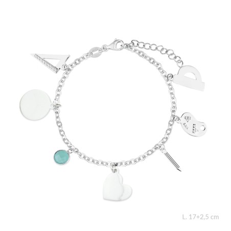 Pulsera de la "Maestra" de Plata de Ley con colgante para grabar | Ø12 mm