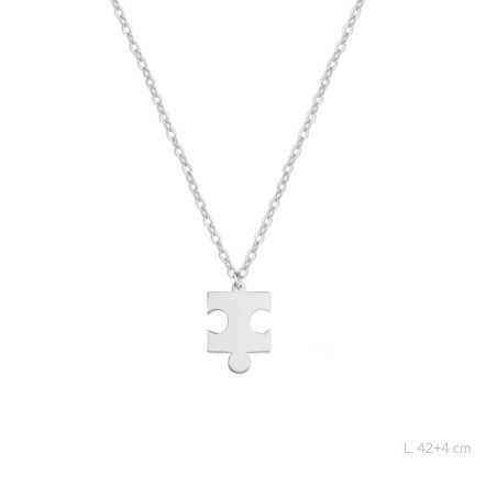 Gargantilla con forma de puzzle de Plata de Ley | 17x12 mm | L. 42+4 cm
