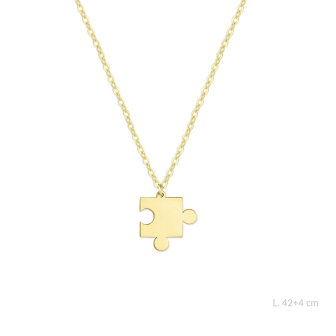 Gargantilla con forma de puzzle de Plata de Ley | 17x12 mm | L. 42+4 cm