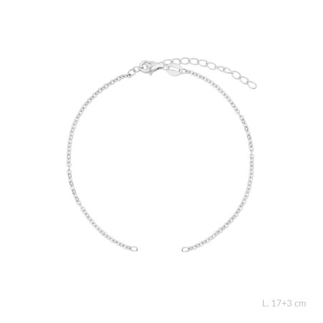Cadena forzada de Plata de Ley con asas abiertas y cadena de extensión | L.17+3 cm