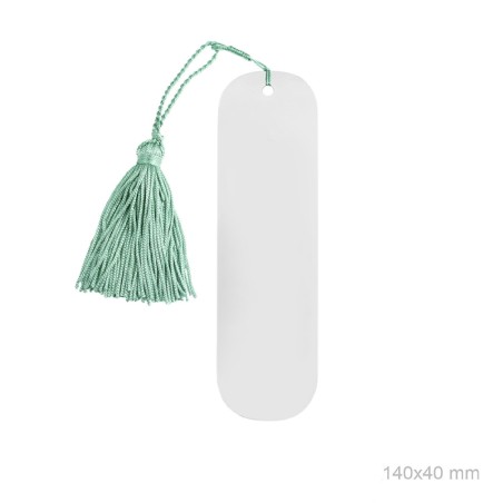 Marcapáginas en acero con pompóm verde | 14x4 cm