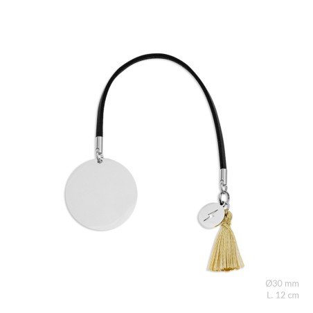 Marcapáginas en acero con pompón amarillo | Ø30mm |  L. 12 cm