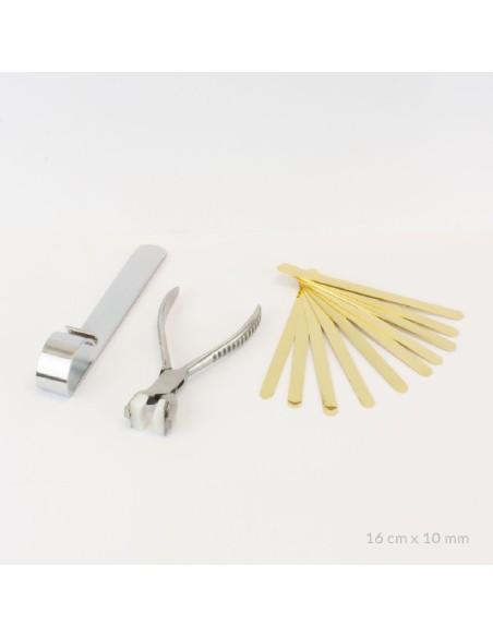 Kit básico de 10 pulseras de Acero Inoxidable + útiles de plegado | 16cm x 10 mm