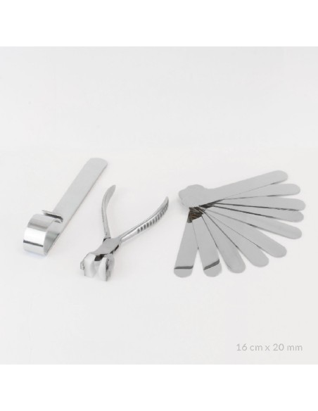 Kit básico de 10 pulseras de Acero Inoxidable + útiles de plegado | 16cm x 20 mm